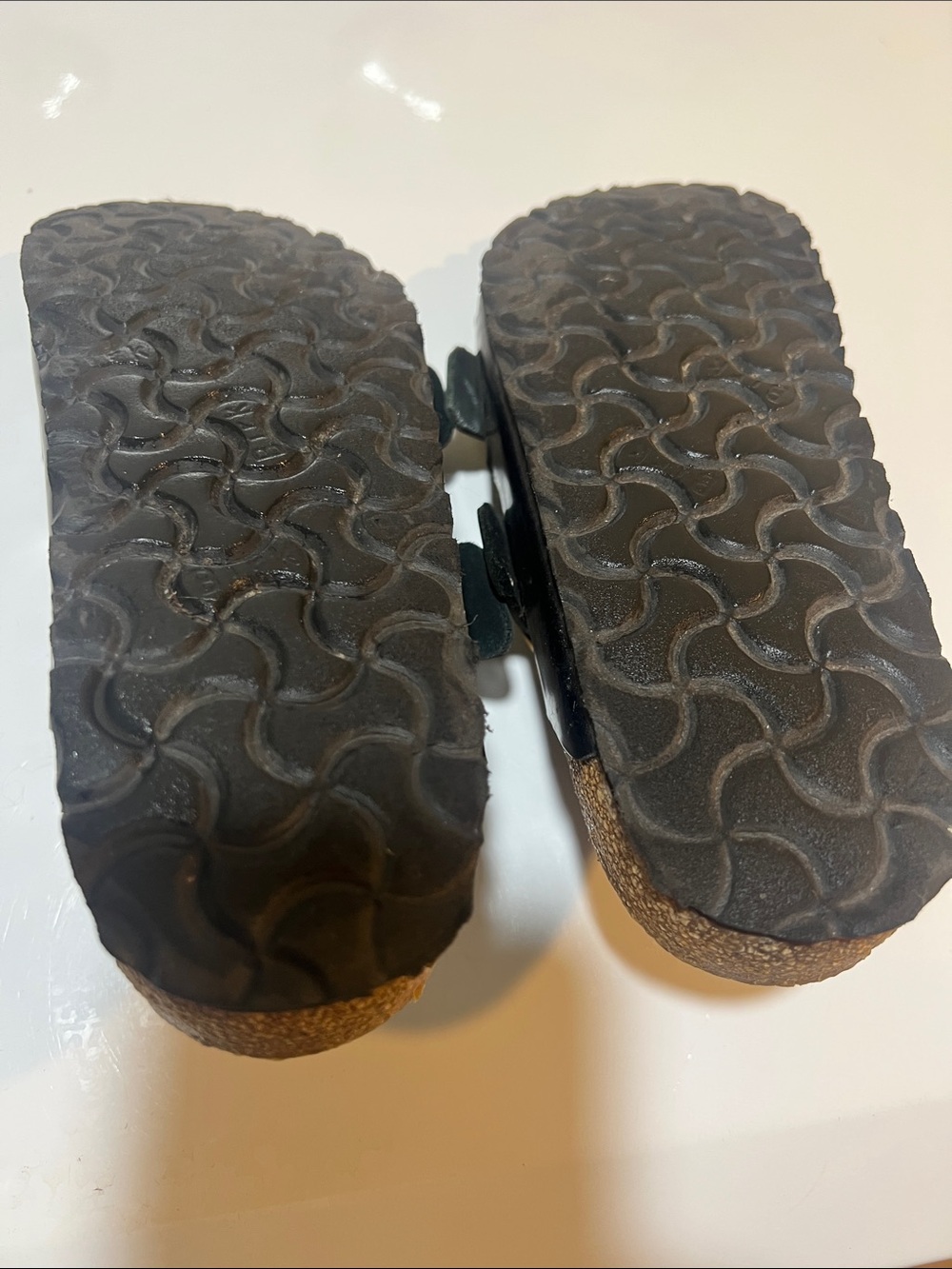 Birkenstock Black Leather Double-Buckle Slides with Gold Big Buckles 38 EU 7-7.5 - Picture 3 of 8
